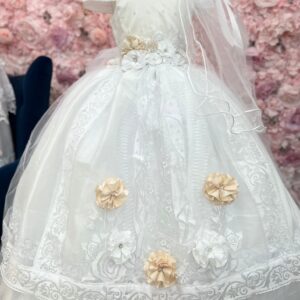 Vestido mod. 430 Blanco y Beige