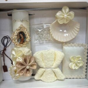 Vela para Bautizo Virgen con Broche